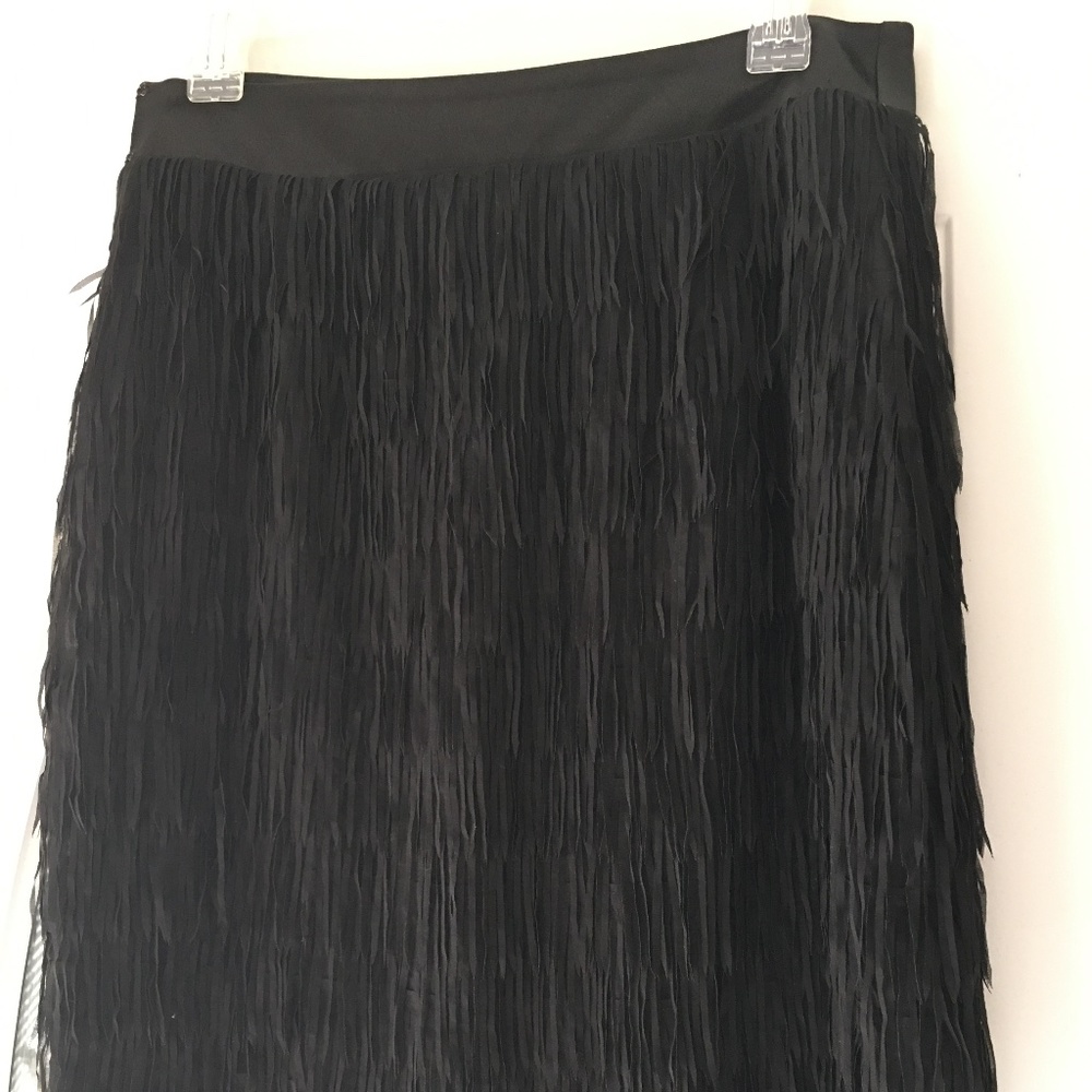 NWT New York & Company Black Fringe Skirt Size 4